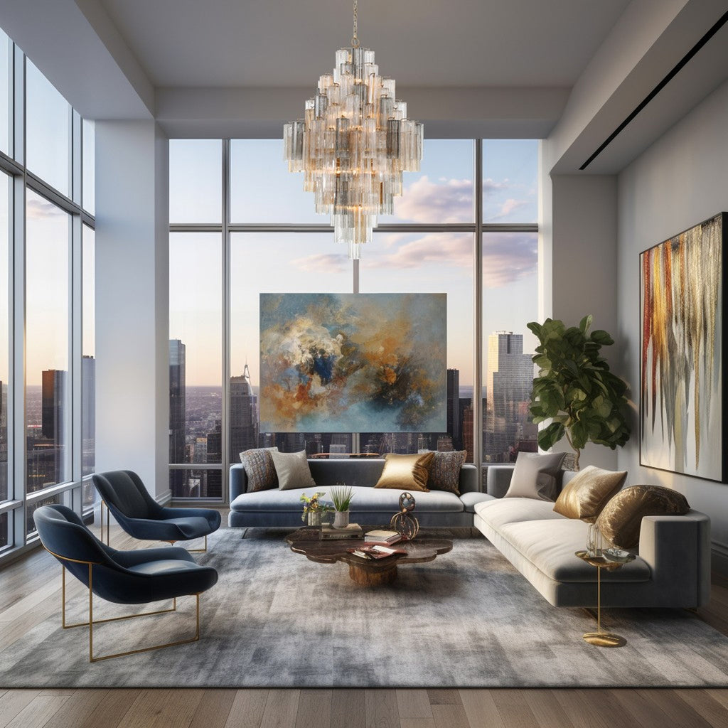 Crystorama Addis 31.5'' Chandelier in Aged Brass - Lifestyle View
