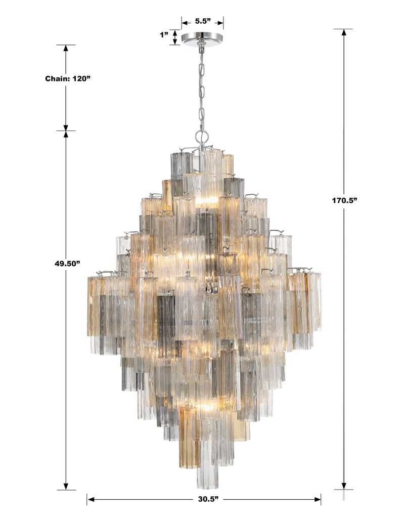 ADD-319-CH-AU Addis 20 Light Chandelier | Dimensions Image