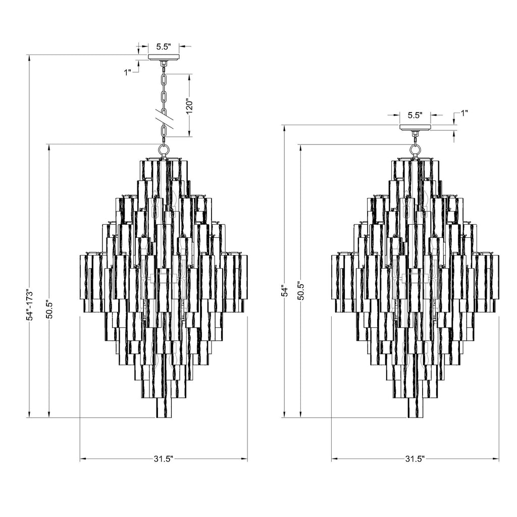Crystorama Addis 31.5'' Chandelier - Product Dimensions
