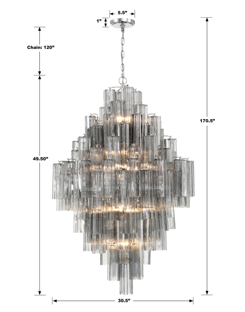 ADD-319-CH-SM Addis 20 Light Chandelier | Dimensions Image