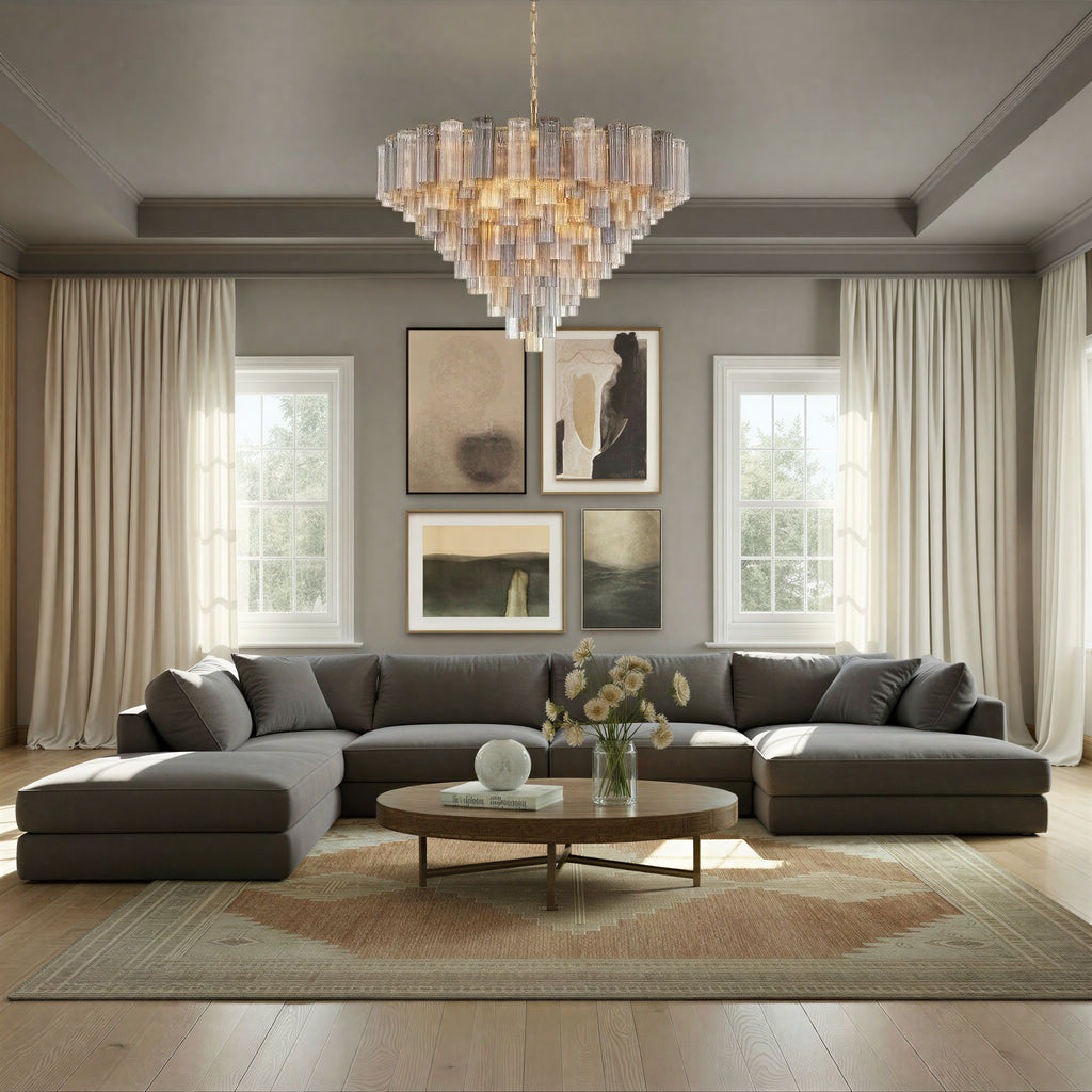 ADD-327-AG-AU Addis 49'' Chandelier | Lifestyle Image