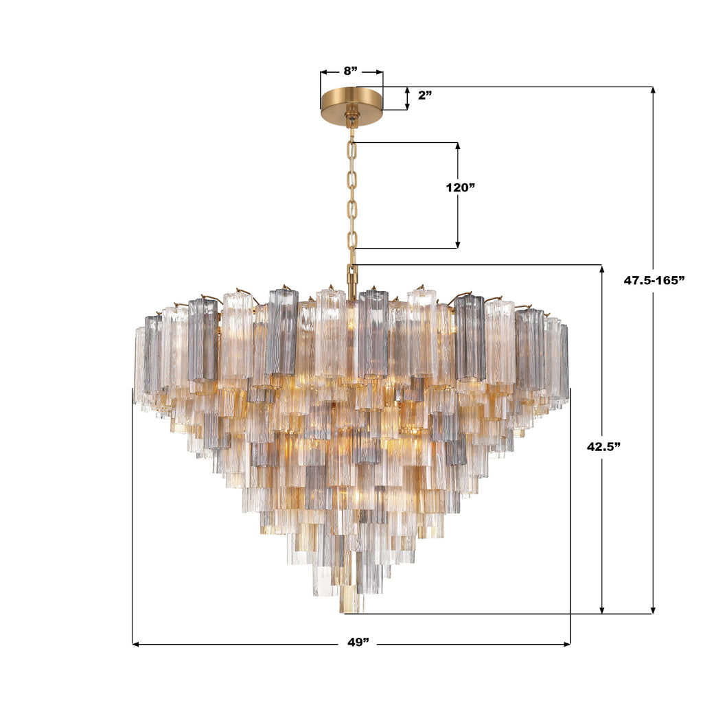 ADD-327-AG-AU Addis 49'' Chandelier | Dimensions Image