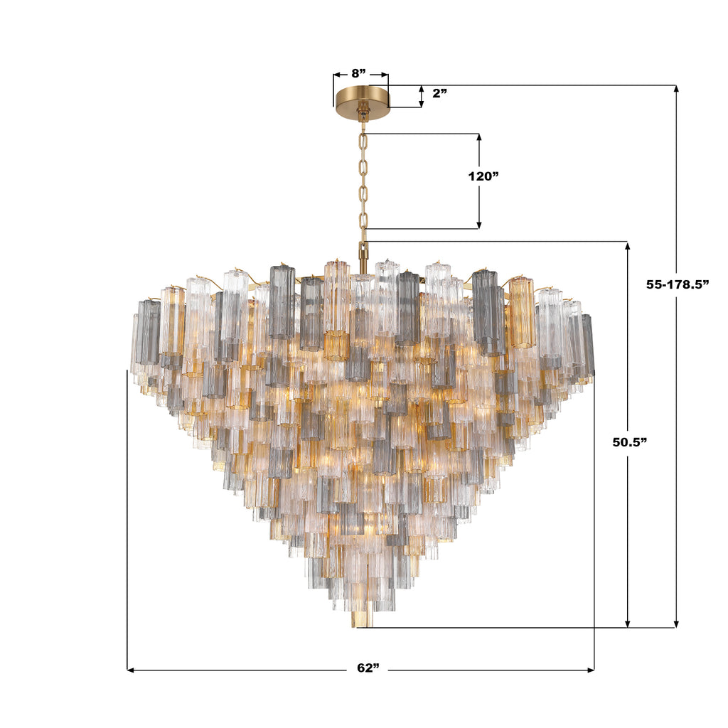 ADD-329-AG-AU Addis 62'' Chandelier | Dimensions Image