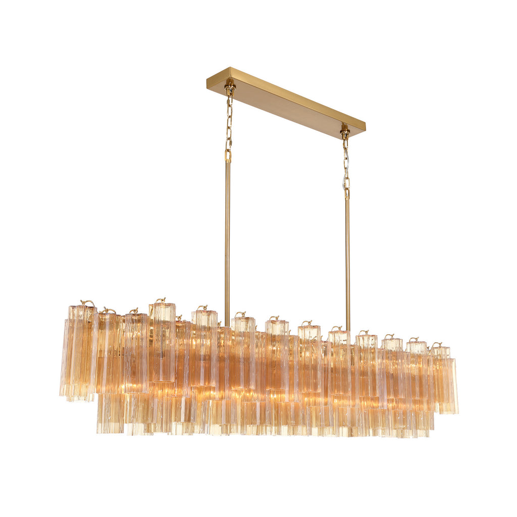 Crystorama Addis 65'' Linear Chandelier in Aged Brass - Front View