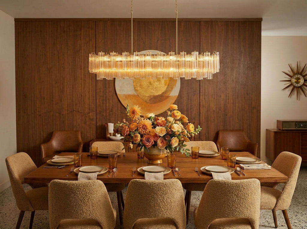 Crystorama Addis 65'' Linear Chandelier in Aged Brass - Lifestyle View