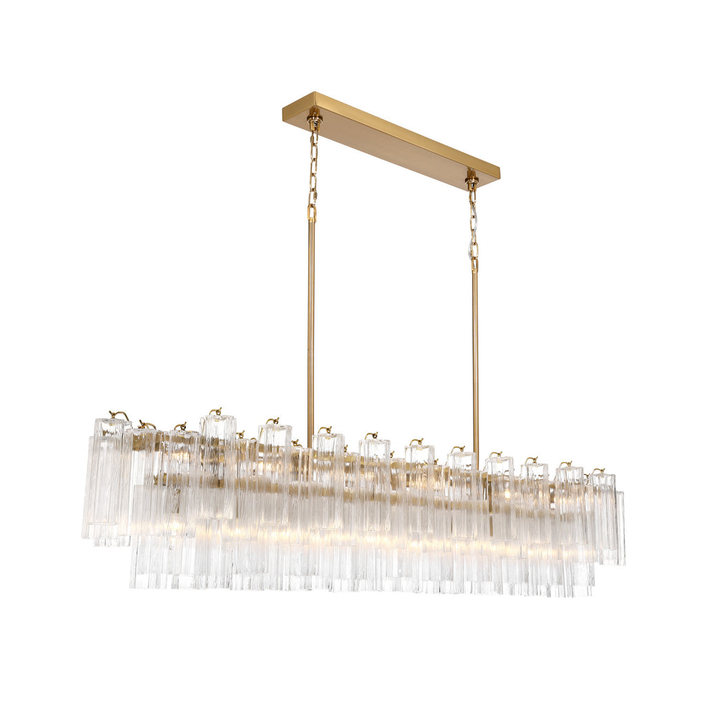 Crystorama Addis 65'' Linear Chandelier in Aged Brass - Front View