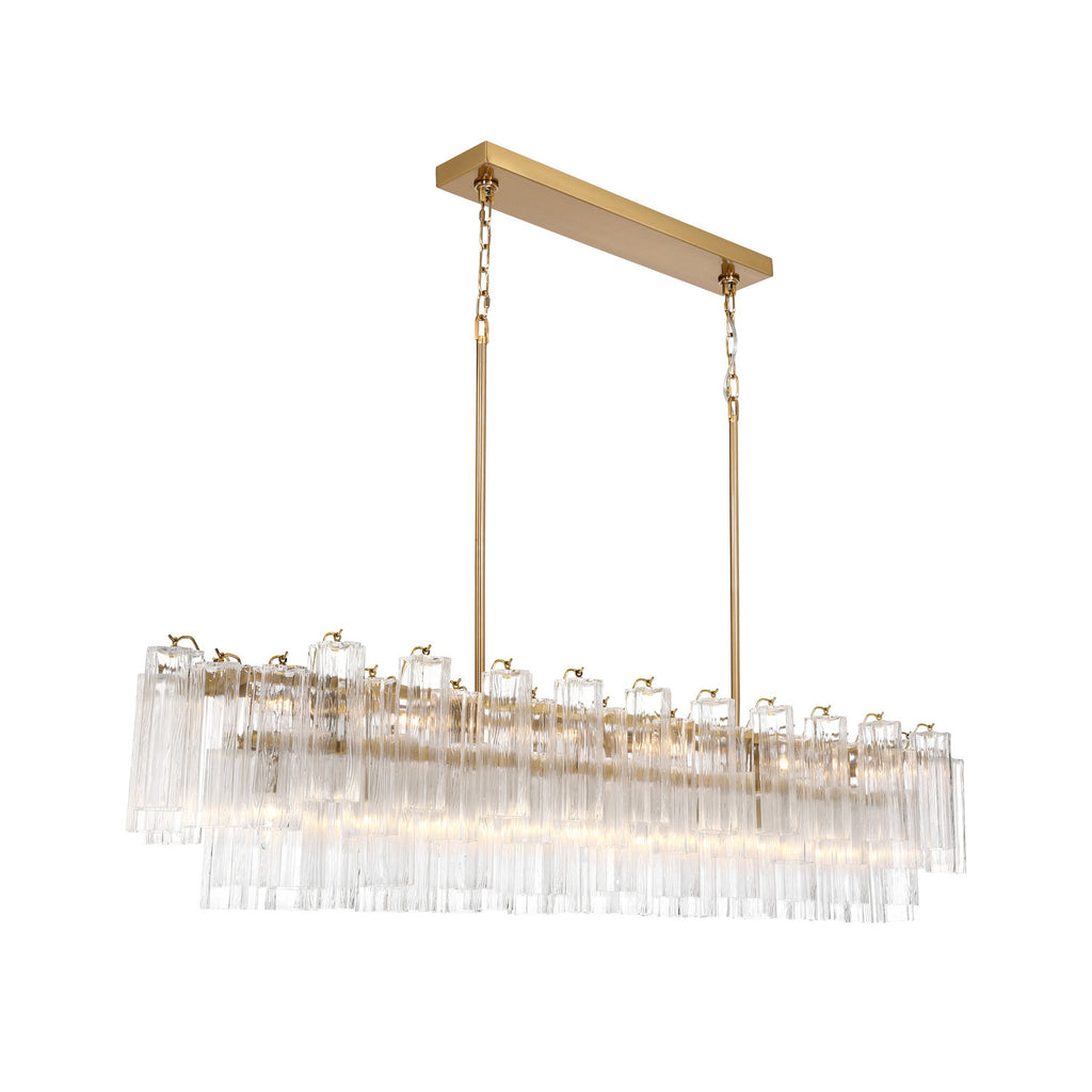 Crystorama Addis 65'' Linear Chandelier in Aged Brass - Front View