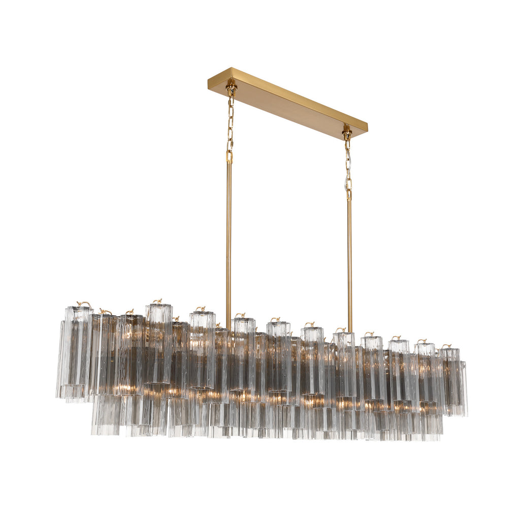 Crystorama Addis 65'' Linear Chandelier in Aged Brass - Front View
