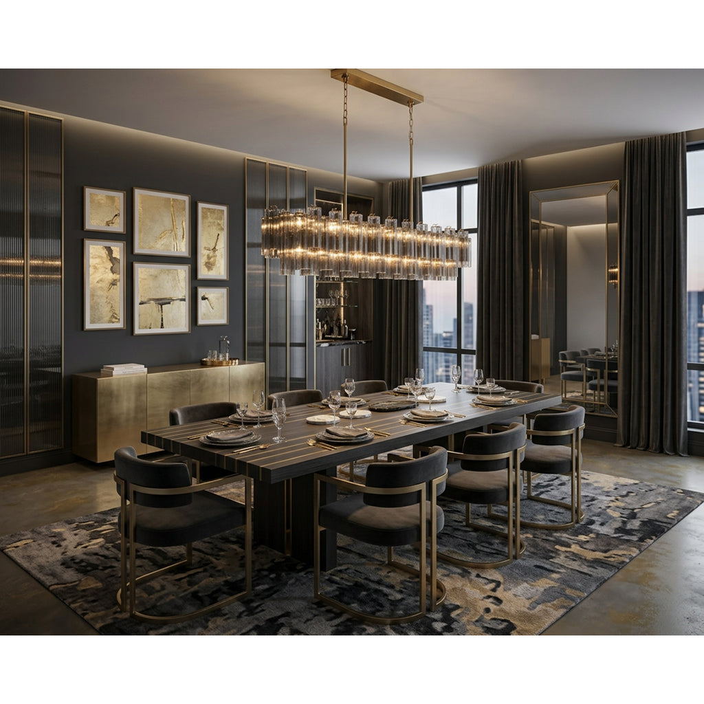 Crystorama Addis 65'' Linear Chandelier in Aged Brass - Lifestyle View