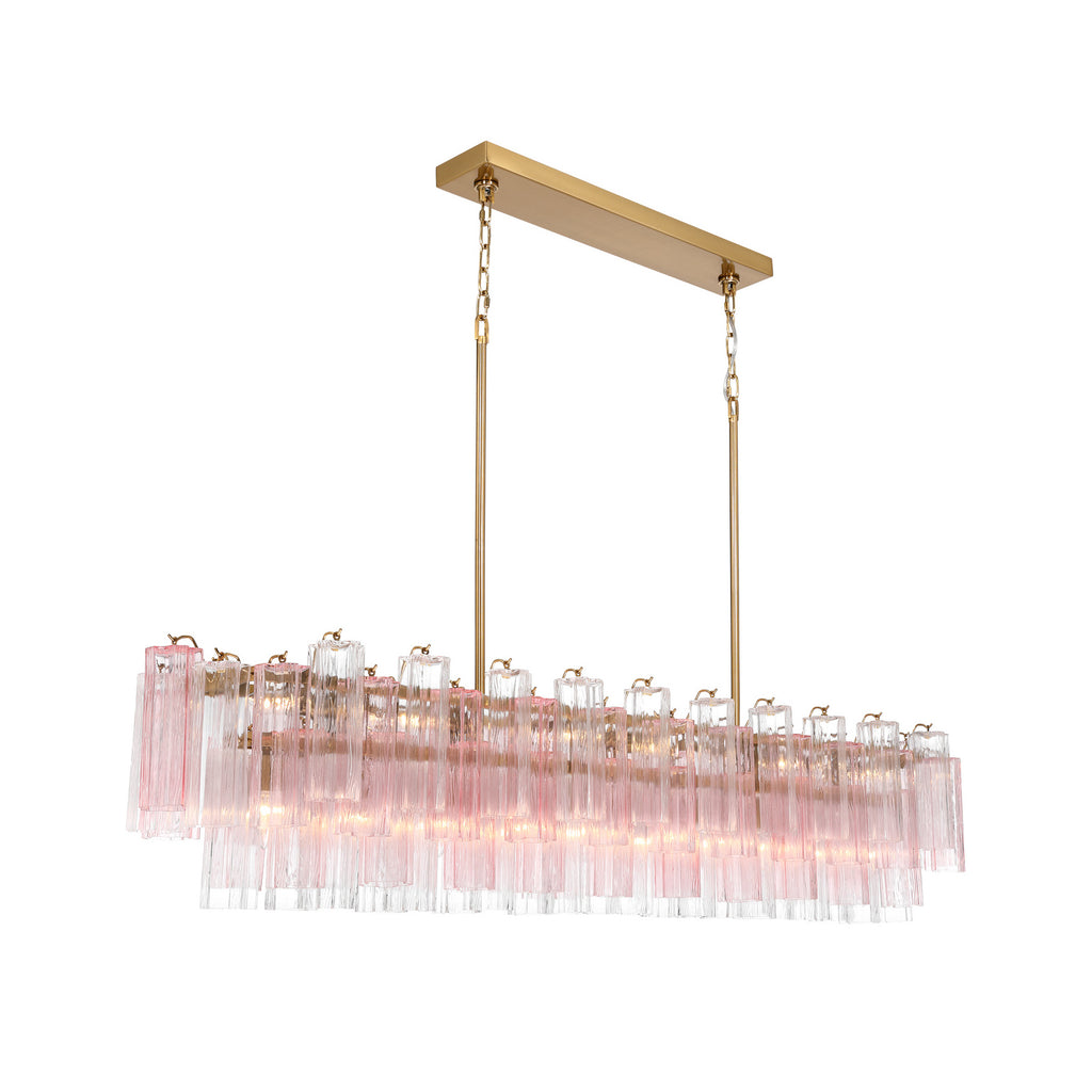 Crystorama Addis 65'' Linear Chandelier in Aged Brass - Front View