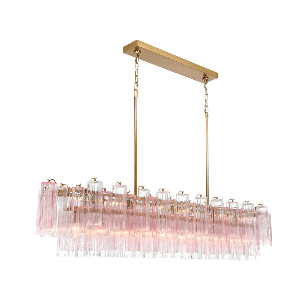 Crystorama Addis 65'' Linear Chandelier in Aged Brass - Front View