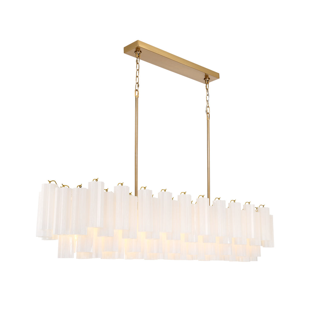 Crystorama Addis 65'' Linear Chandelier in Aged Brass - Front View