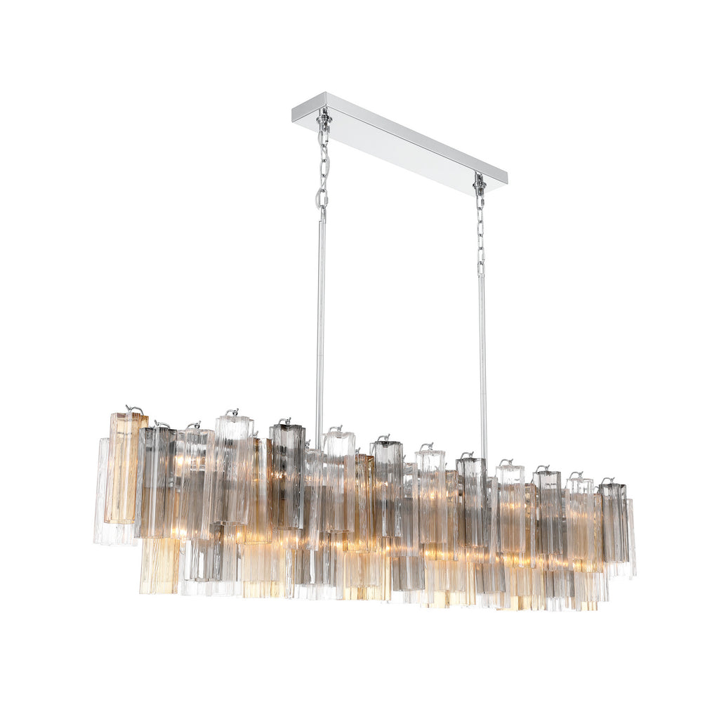 Crystorama Addis 65'' Linear Chandelier in Polished Chrome - Front View