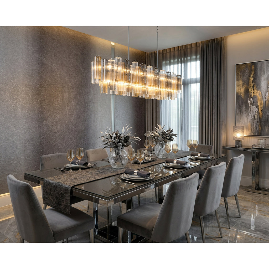 Crystorama Addis 65'' Linear Chandelier in Polished Chrome - Lifestyle View