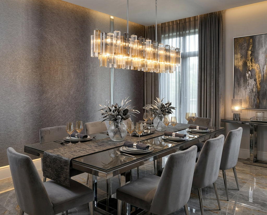 Crystorama Addis 65'' Linear Chandelier in Polished Chrome - Lifestyle View