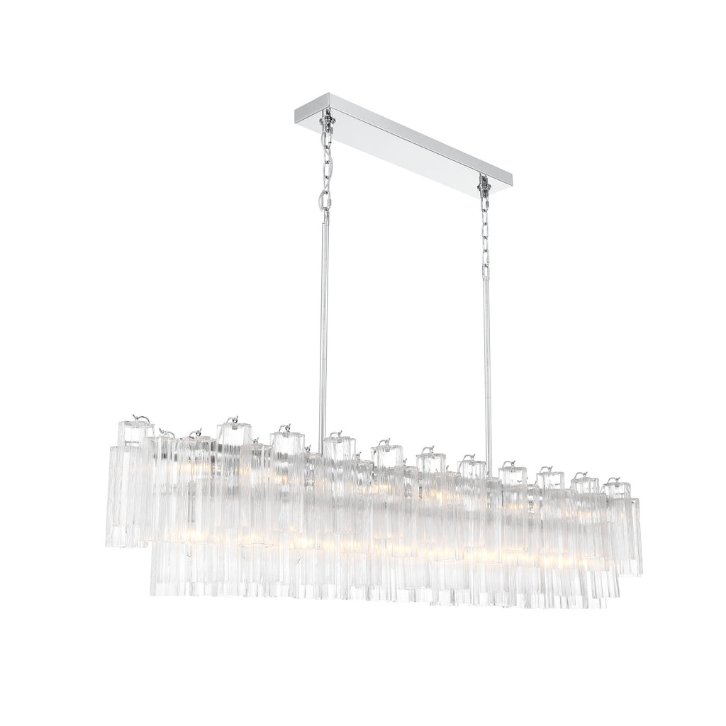 Crystorama Addis 65'' Linear Chandelier in Polished Chrome - Front View