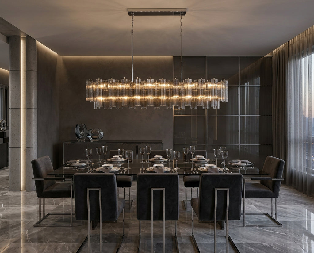 Crystorama Addis 65'' Linear Chandelier in Polished Chrome - Lifestyle View