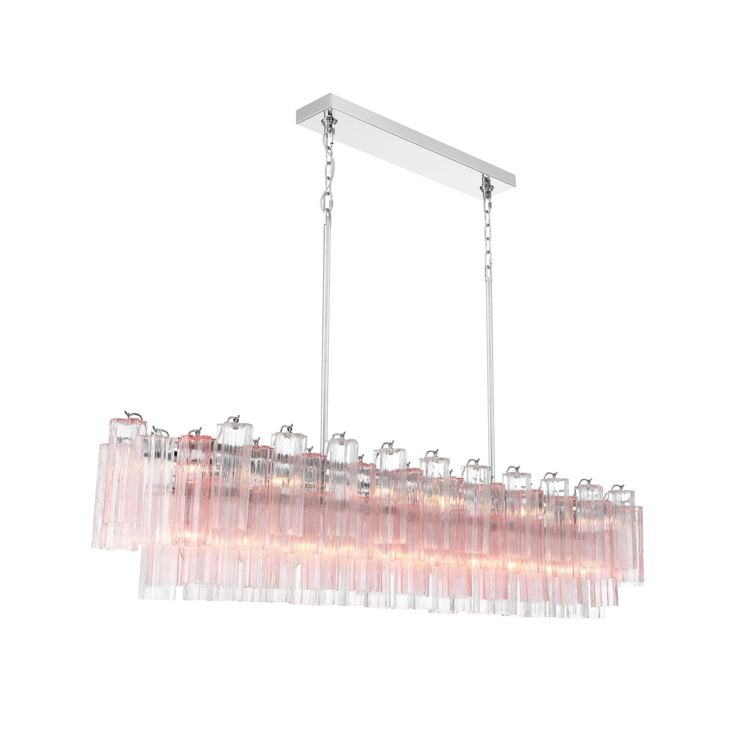 Crystorama Addis 65'' Linear Chandelier in Polished Chrome - Front View