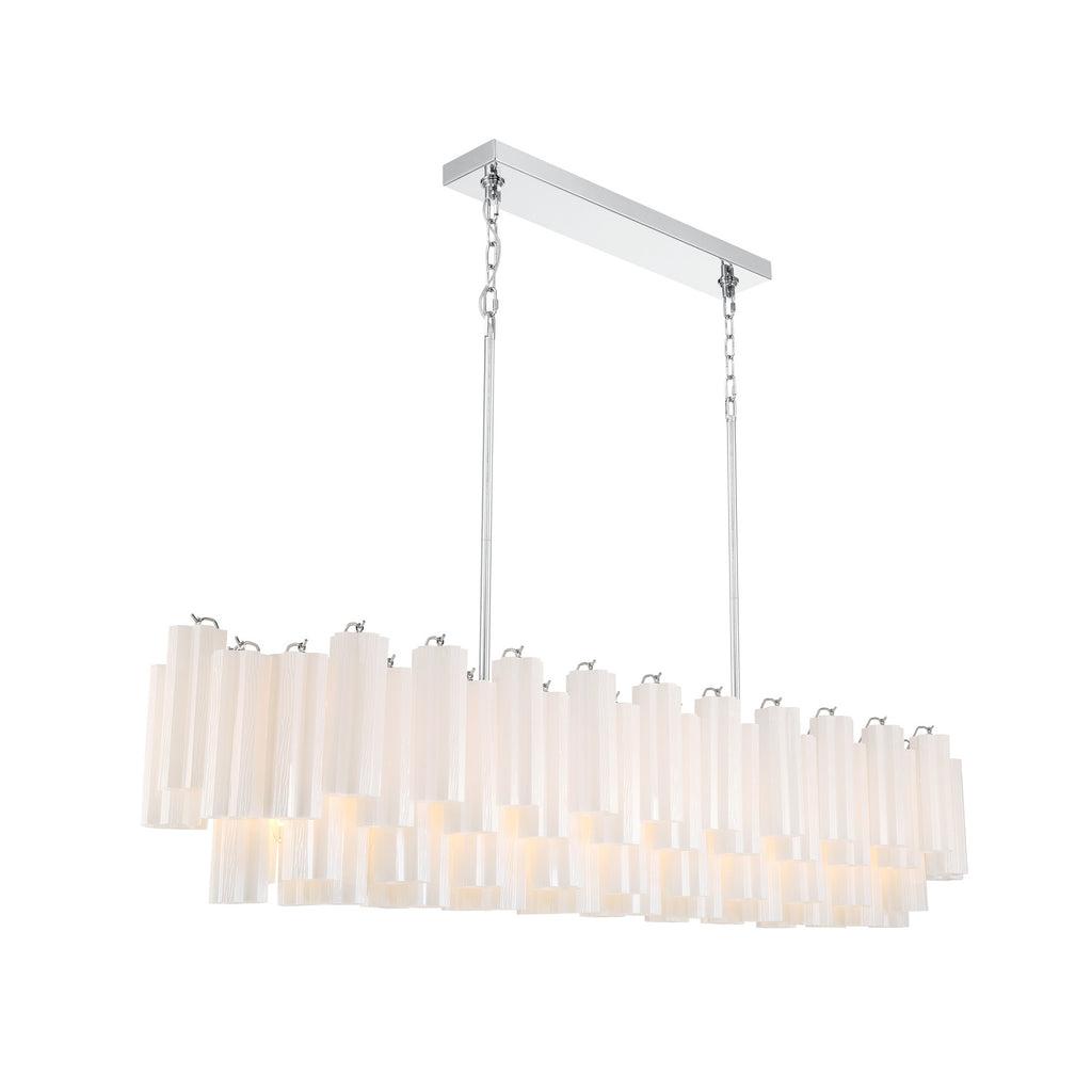 Crystorama Addis 65'' Linear Chandelier in Polished Chrome - Front View