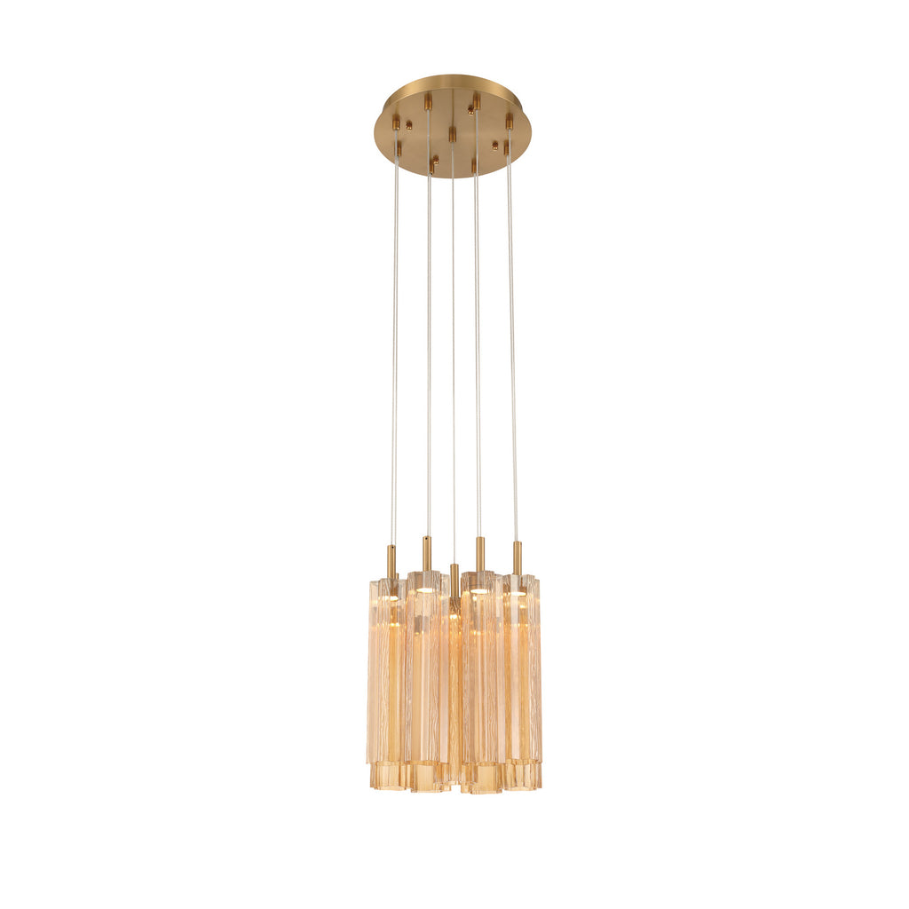 Crystorama Addis 12" Integrated LED Multi-Light Pendant in Aged Brass - Additional View