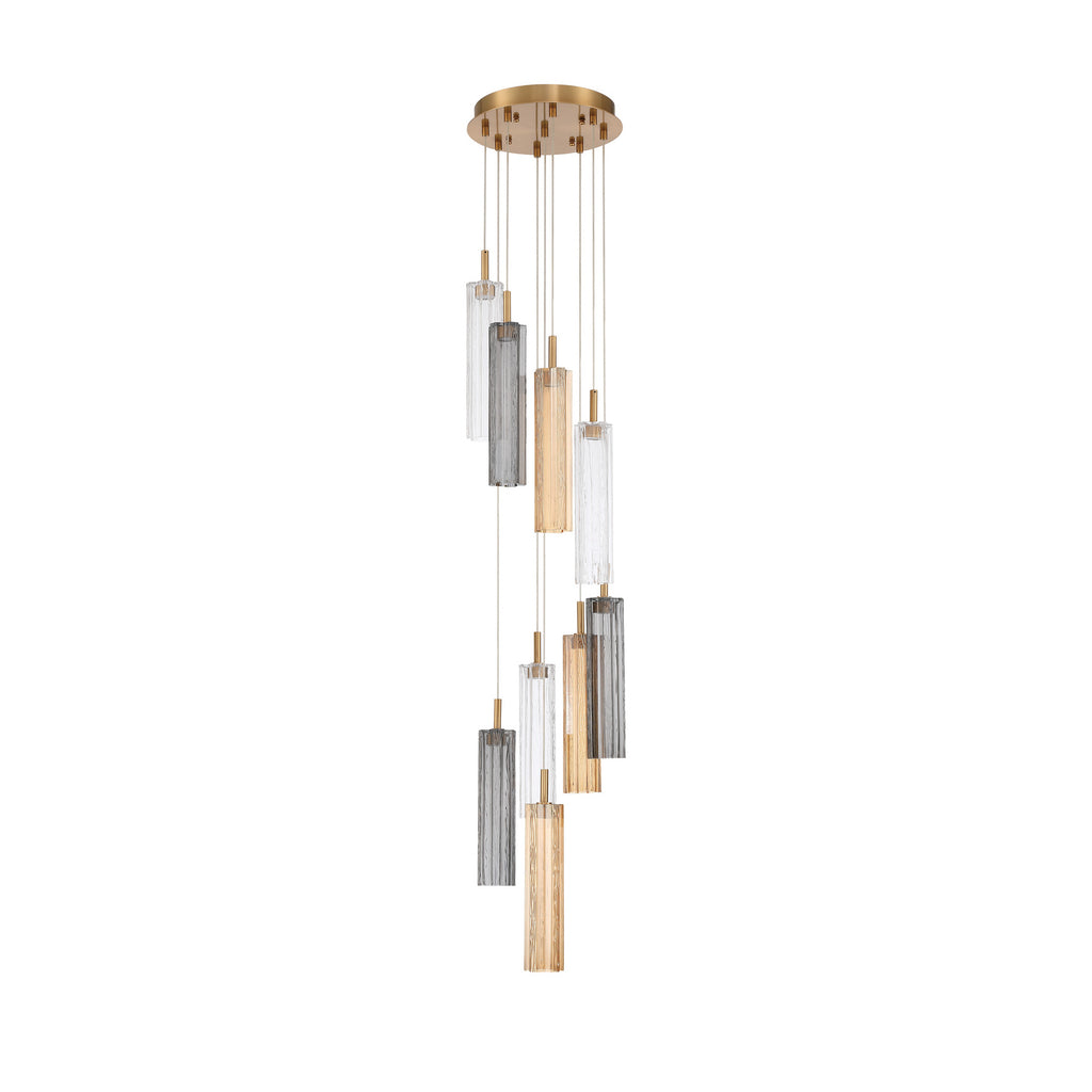 Crystorama Addis 12" Integrated LED Multi-Light Pendant in Aged Brass - Additional View