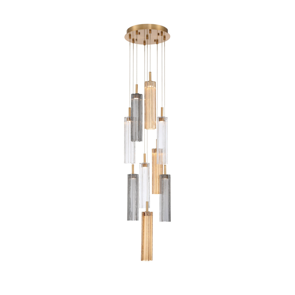 Crystorama Addis 12" Integrated LED Multi-Light Pendant in Aged Brass - Additional View