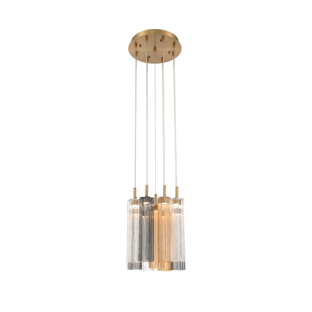 Crystorama Addis 12" Integrated LED Multi-Light Pendant in Aged Brass - Additional View