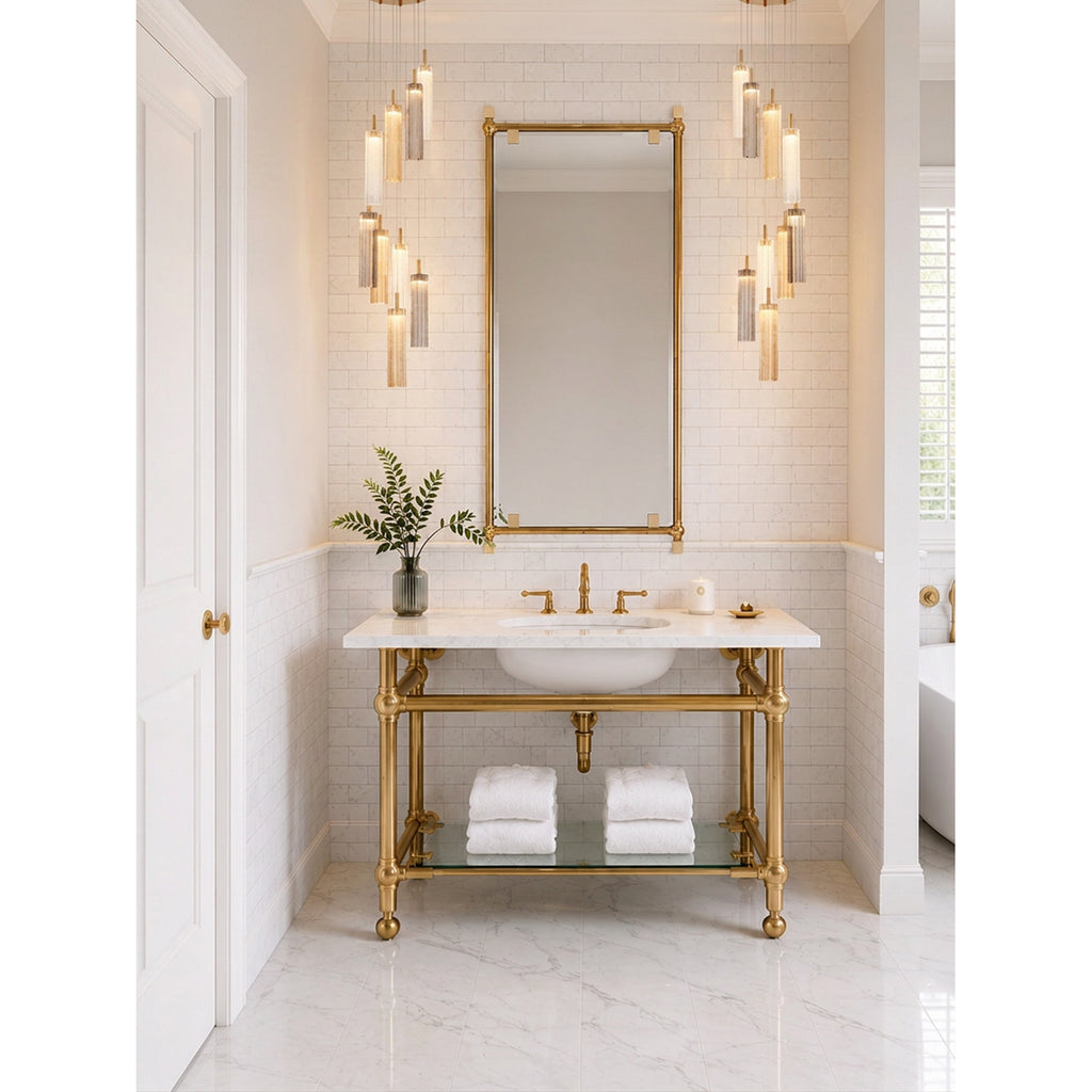 Crystorama Addis 12" Integrated LED Multi-Light Pendant in Aged Brass - Lifestyle View