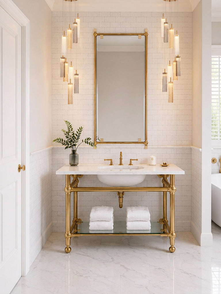 Crystorama Addis 12" Integrated LED Multi-Light Pendant in Aged Brass - Lifestyle View