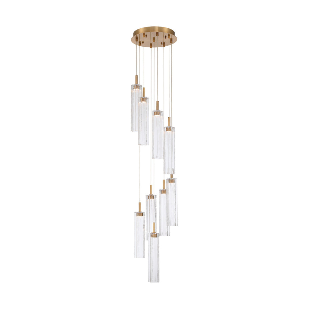 Crystorama Addis 12" Integrated LED Multi-Light Pendant in Aged Brass - Front View