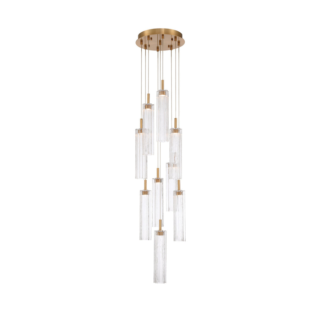 Crystorama Addis 12" Integrated LED Multi-Light Pendant in Aged Brass - Additional View