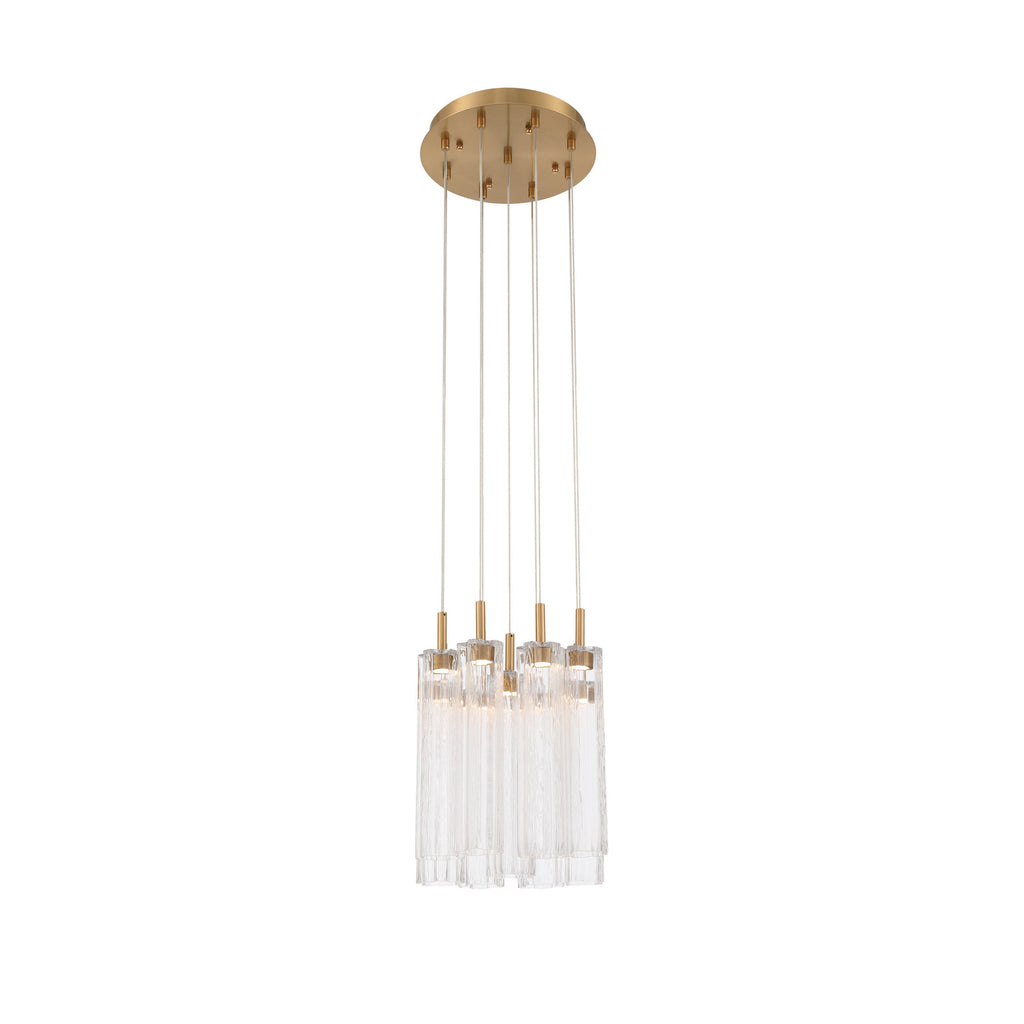 Crystorama Addis 12" Integrated LED Multi-Light Pendant in Aged Brass - Additional View