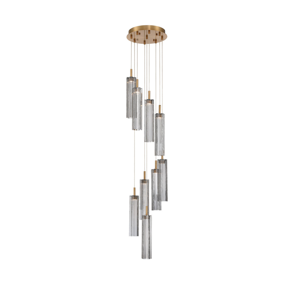 Crystorama Addis 12" Integrated LED Multi-Light Pendant in Aged Brass - Front View