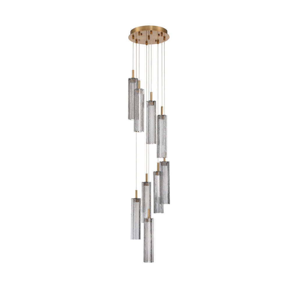 Crystorama Addis 12" Integrated LED Multi-Light Pendant in Aged Brass - Additional View