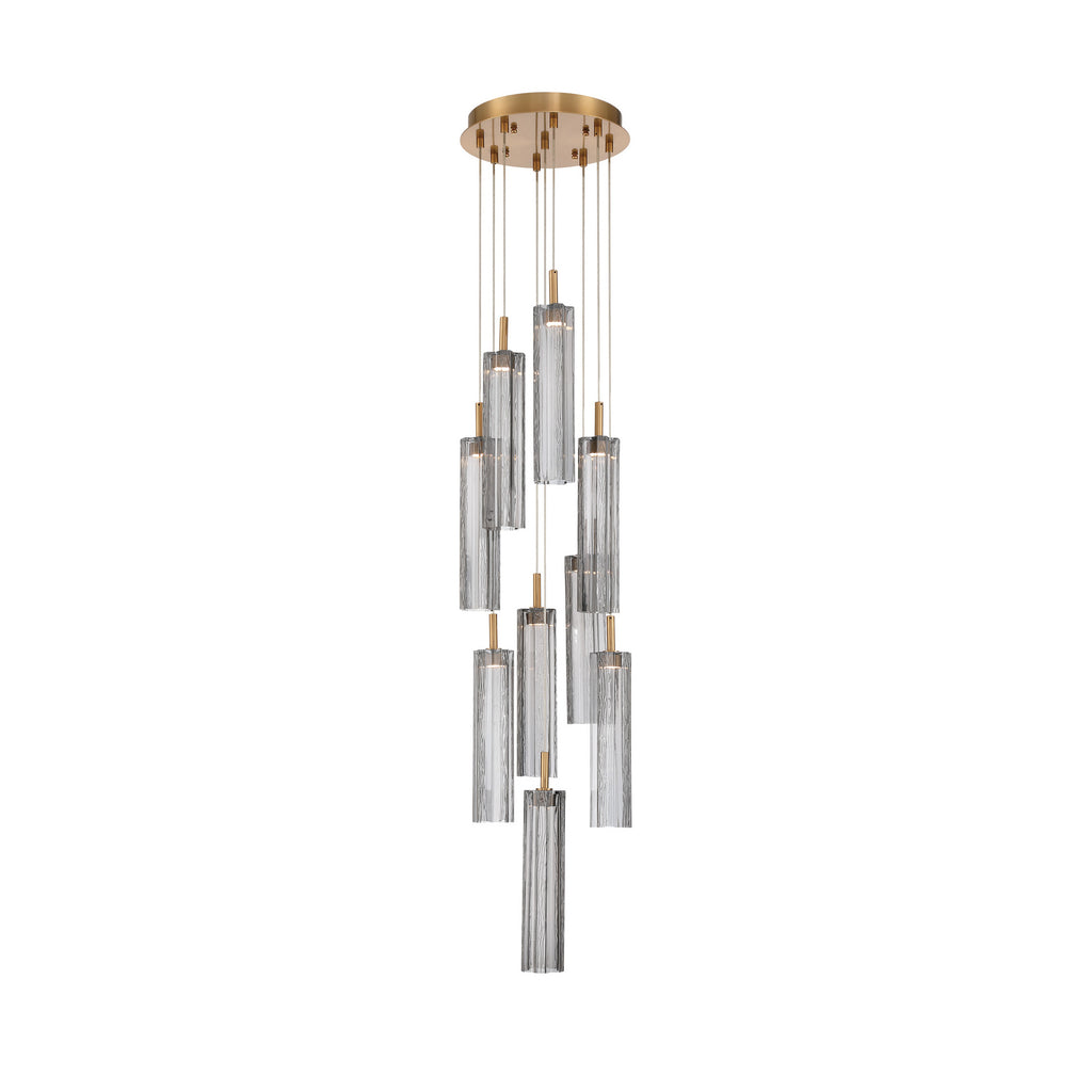 Crystorama Addis 12" Integrated LED Multi-Light Pendant in Aged Brass - Additional View