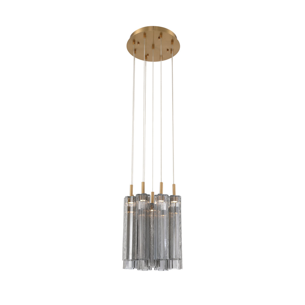 Crystorama Addis 12" Integrated LED Multi-Light Pendant in Aged Brass - Additional View