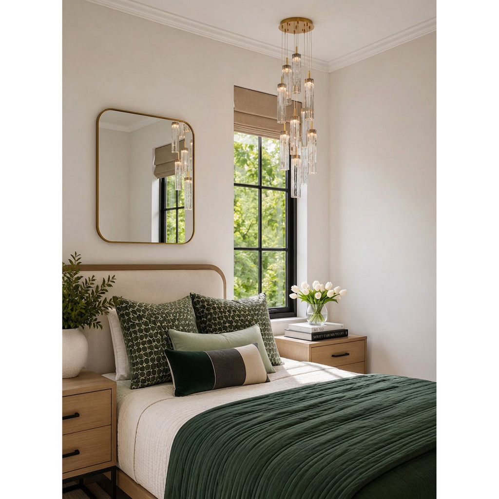 Crystorama Addis 12" Integrated LED Multi-Light Pendant in Aged Brass - Lifestyle View