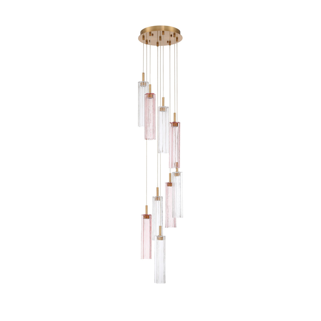 Crystorama Addis 12" Integrated LED Multi-Light Pendant in Aged Brass - Additional View