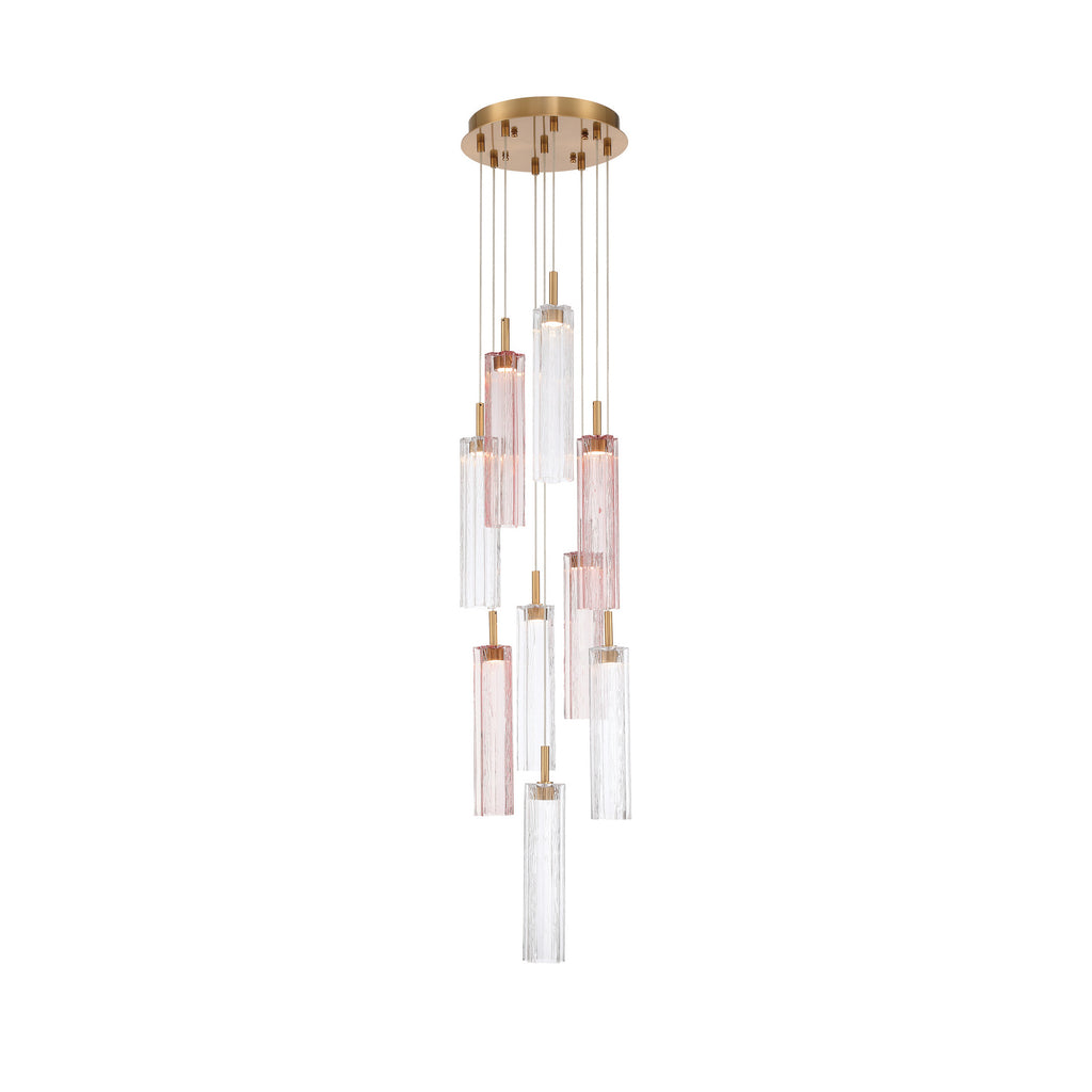 Crystorama Addis 12" Integrated LED Multi-Light Pendant in Aged Brass - Additional View