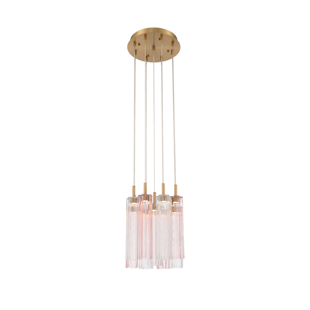 Crystorama Addis 12" Integrated LED Multi-Light Pendant in Aged Brass - Additional View
