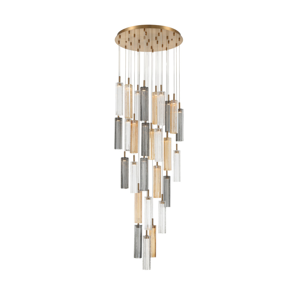 Crystorama Addis 26" Integrated LED Mutli-Light Pendant in Aged Brass - Front View