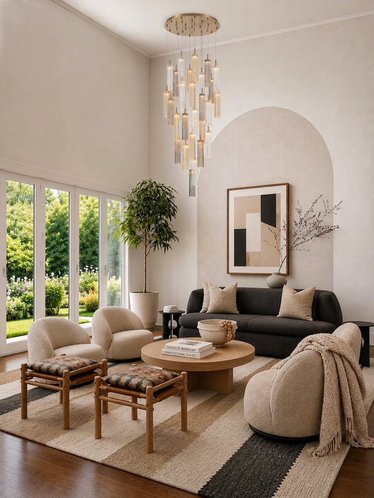 Crystorama Addis 26" Integrated LED Mutli-Light Pendant in Aged Brass - Lifestyle View