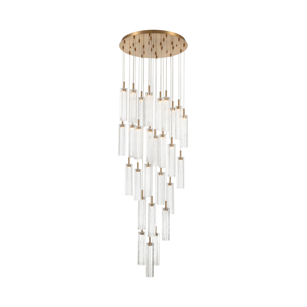 Crystorama Addis 26" Integrated LED Mutli-Light Pendant in Aged Brass - Front View