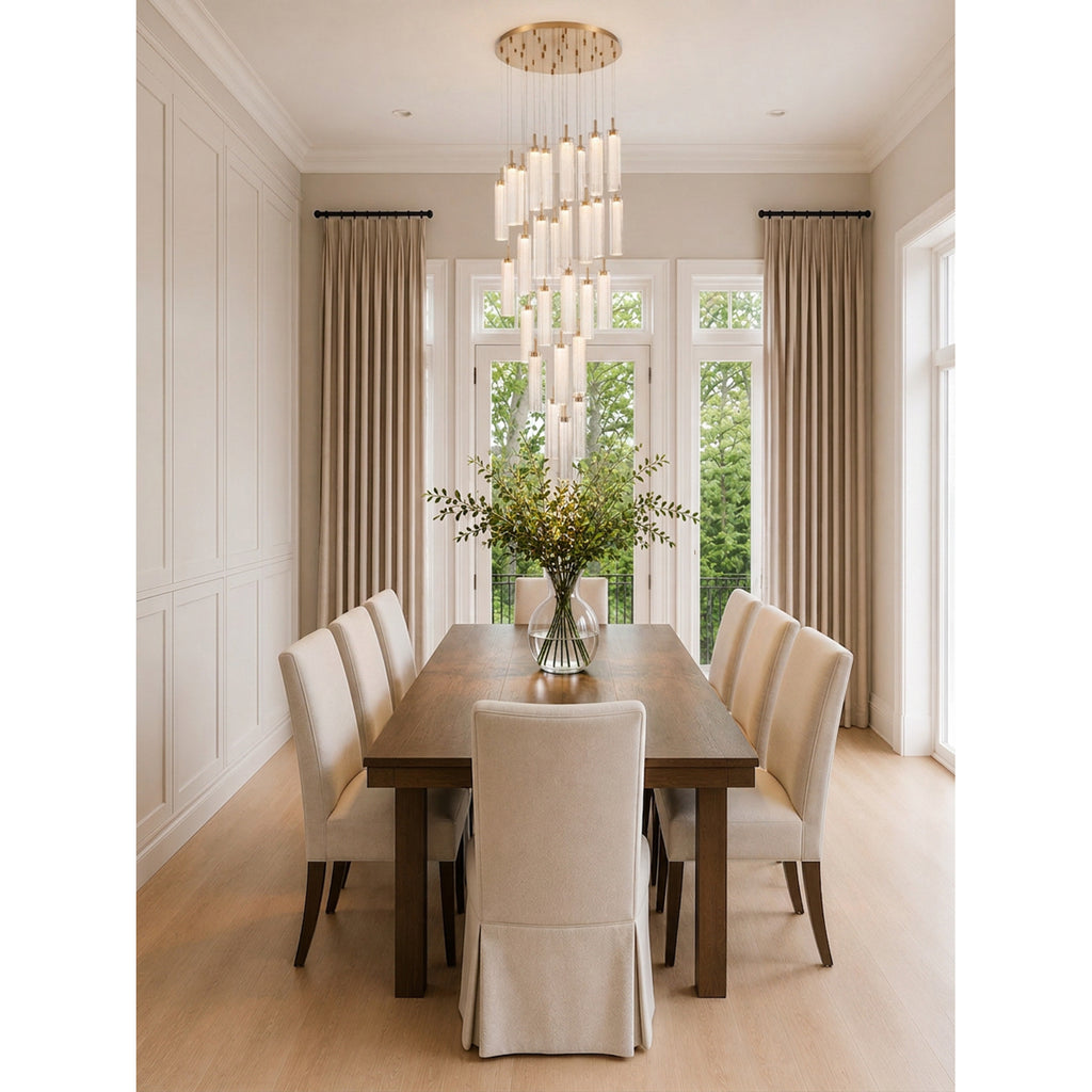 Crystorama Addis 26" Integrated LED Mutli-Light Pendant in Aged Brass - Lifestyle View