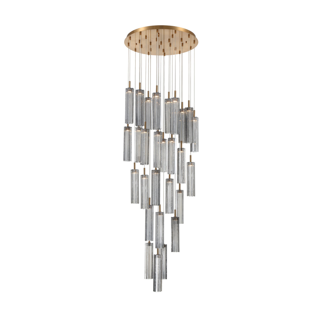 Crystorama Addis 26" Integrated LED Mutli-Light Pendant in Aged Brass - Front View