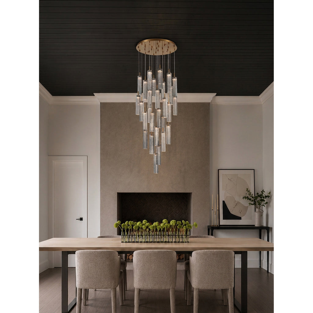 Crystorama Addis 26" Integrated LED Mutli-Light Pendant in Aged Brass - Lifestyle View