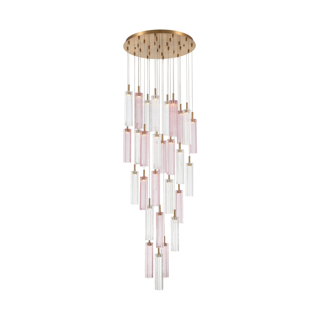 Crystorama Addis 26" Integrated LED Mutli-Light Pendant in Aged Brass - Front View