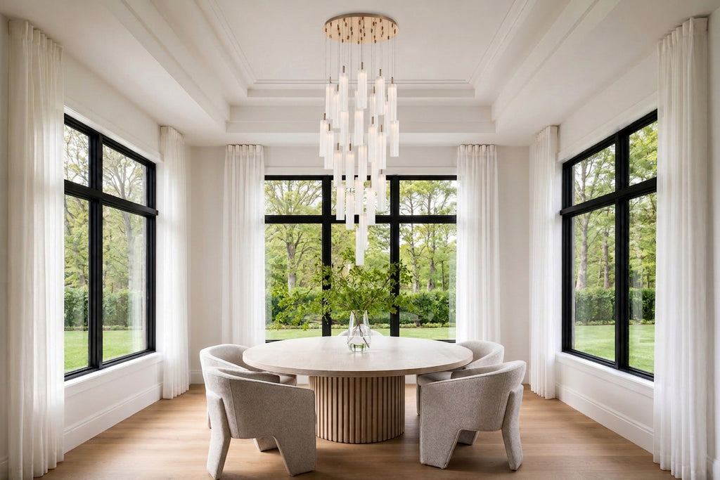 Crystorama Addis 26" Integrated LED Mutli-Light Pendant in Aged Brass - Lifestyle View