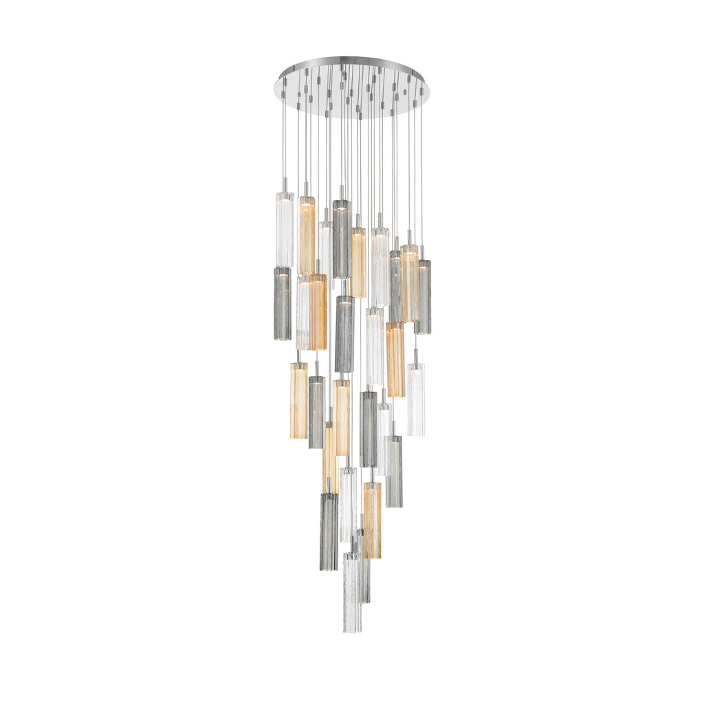 Crystorama Addis 26" Integrated LED Mutli-Light Pendant in Polished Chrome - Front View