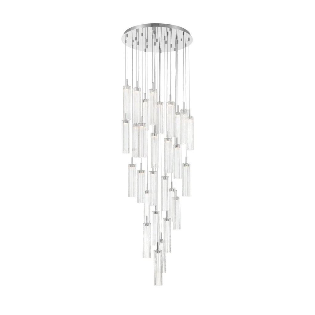 Crystorama Addis 26" Integrated LED Mutli-Light Pendant in Polished Chrome - Front View